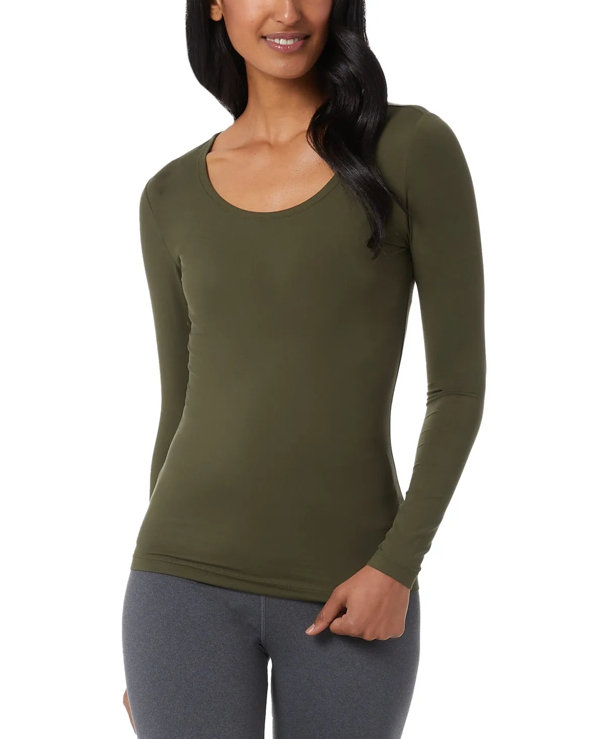 32 Degrees Women's Cozy Heat Scoop-Neck Top, Olive Tree, M