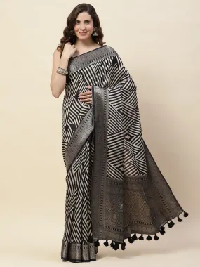 Abstract Printed Cotton Saree