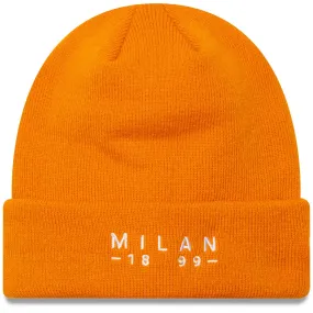 AC Milan Seasonal Wordmark Orange Cuff Knit Beanie Hat