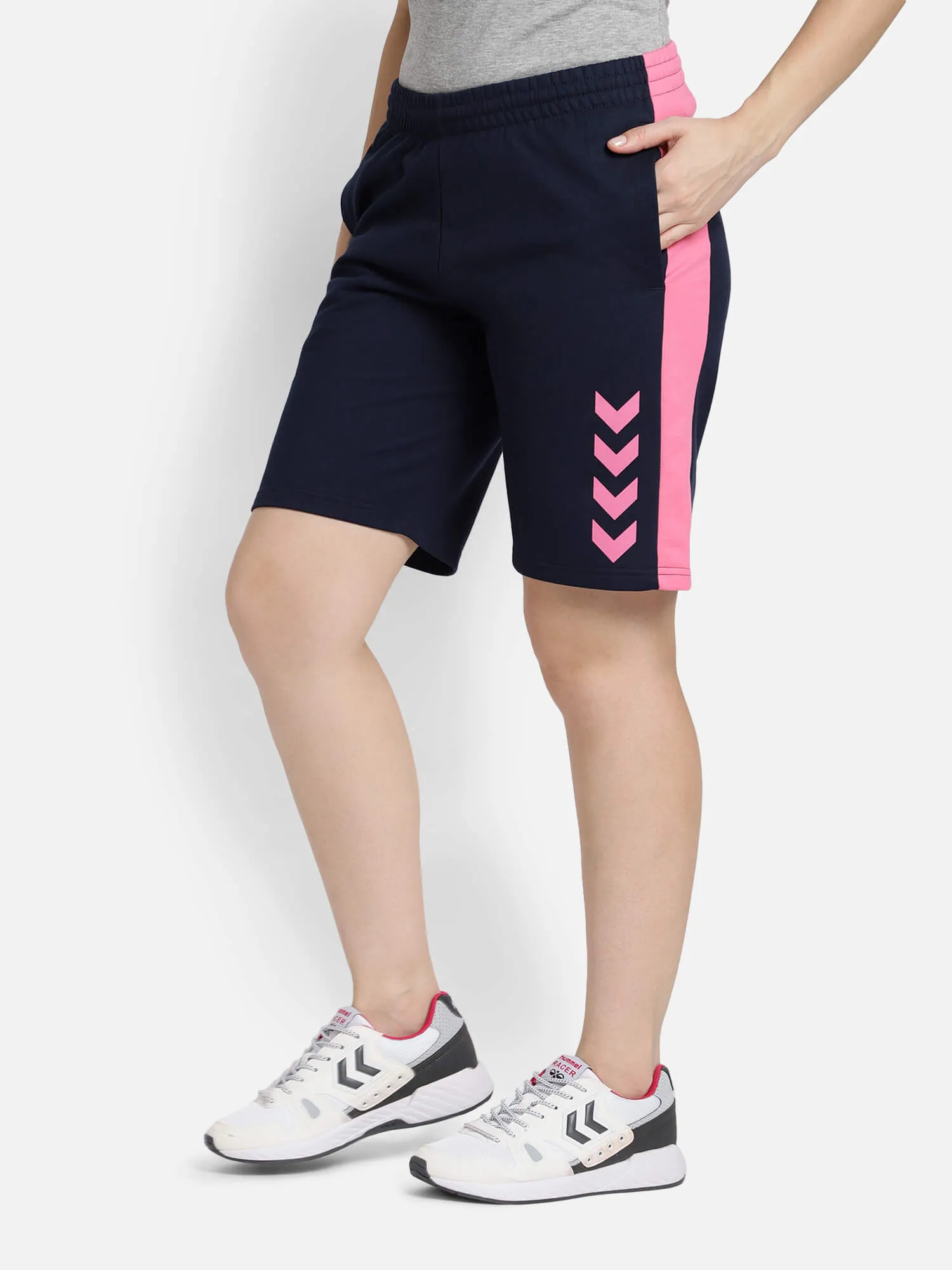 Action Women Cotton Blue & Pink Short