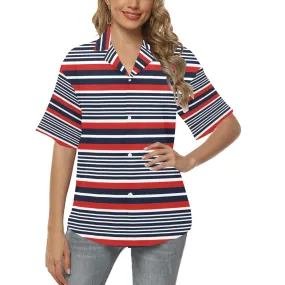 Americana Striped Hawaiian Shirt for Women