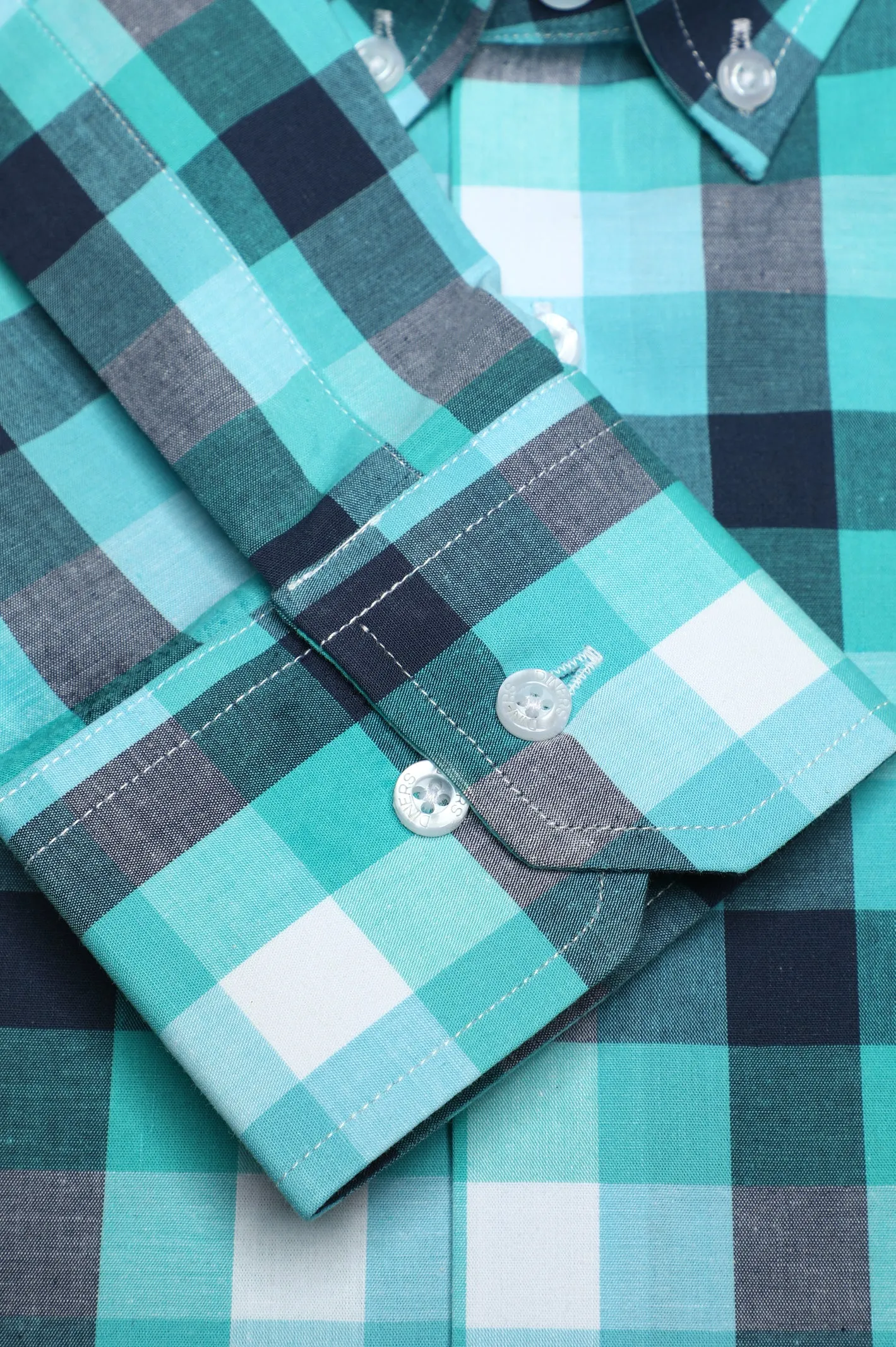 Aqua Gingham Check Casual Shirt