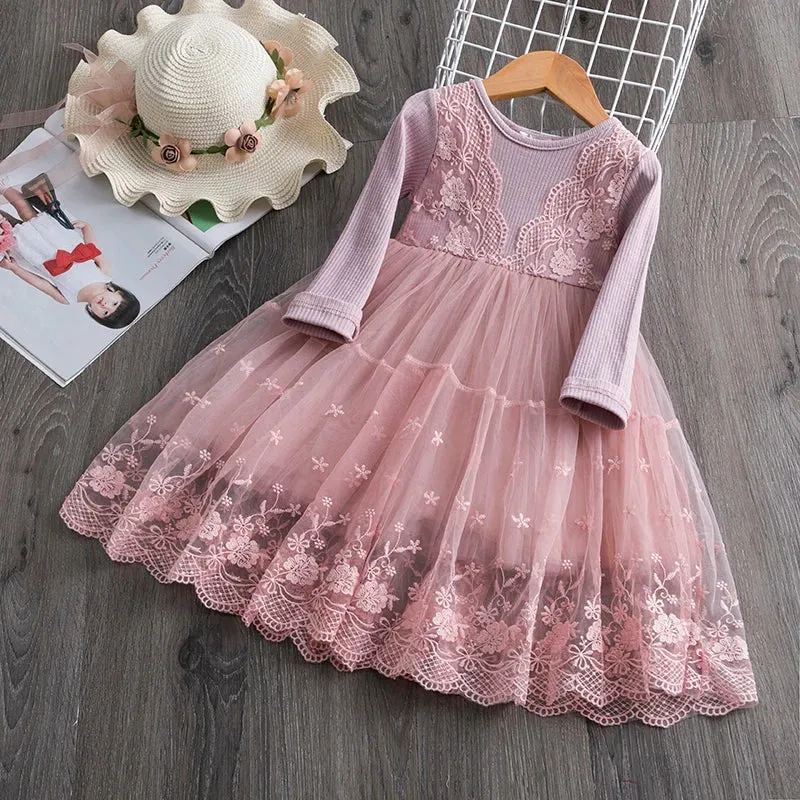 Baby Girls Lace Tulle Birthday Wedding Dress