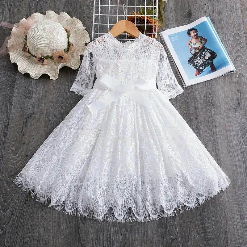 Baby Girls Lace Tulle Birthday Wedding Dress