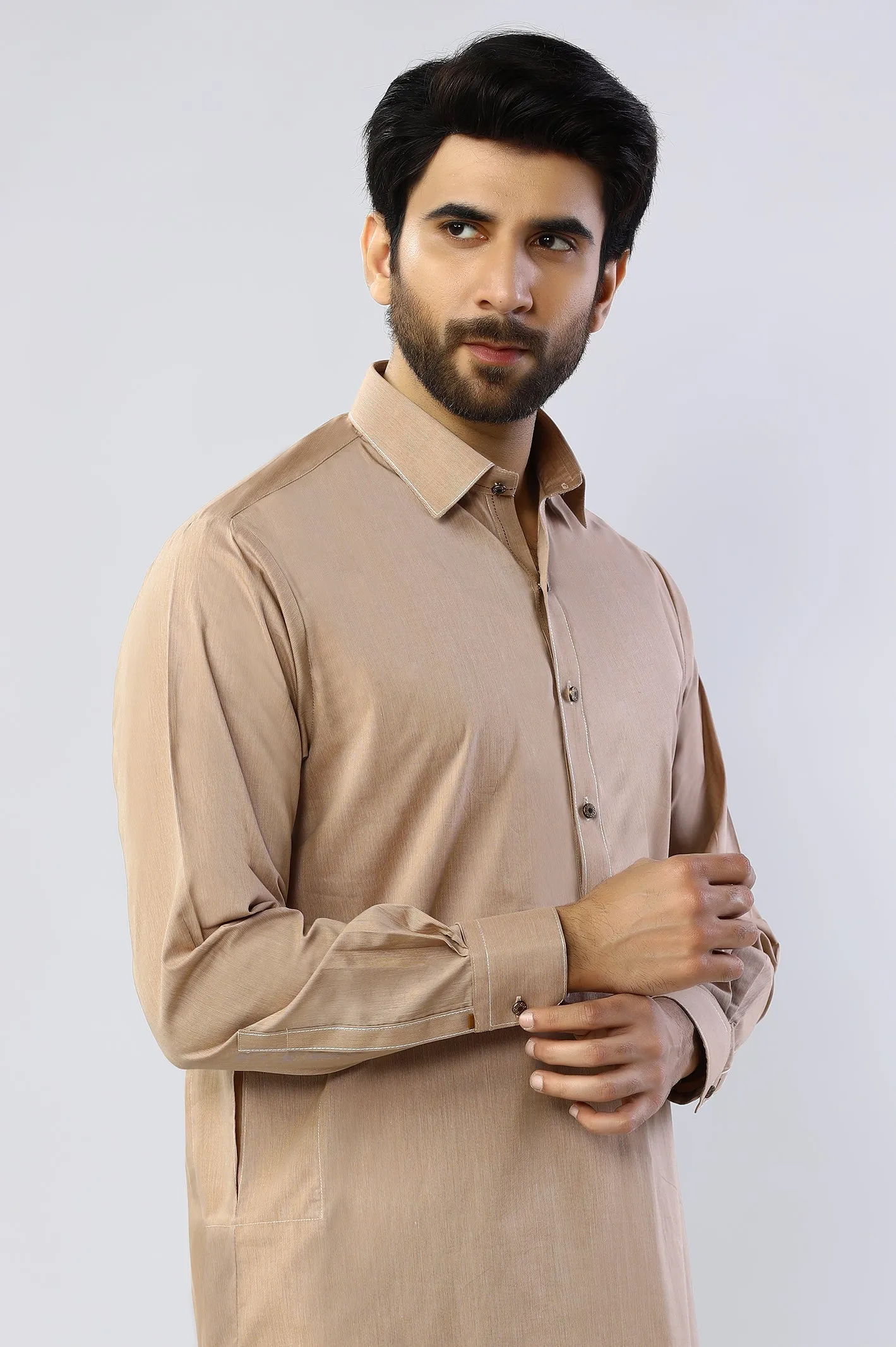 Beige Cotton Shalwar Kameez