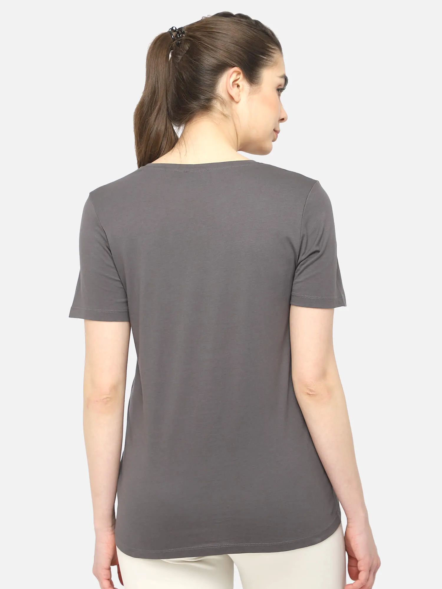 Blake Women Cotton Grey T-Shirt