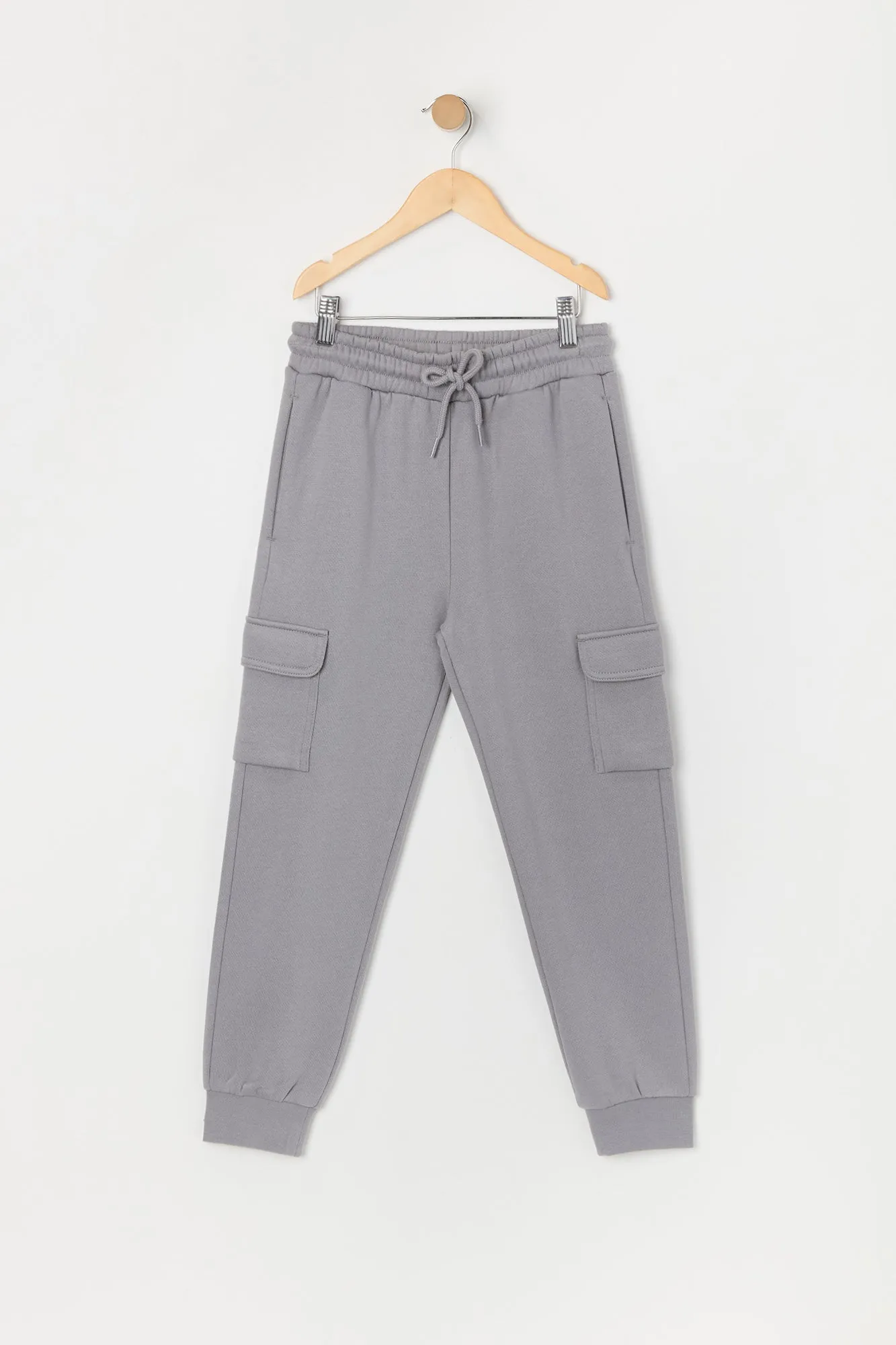 Boys Solid Fleece Cargo Jogger