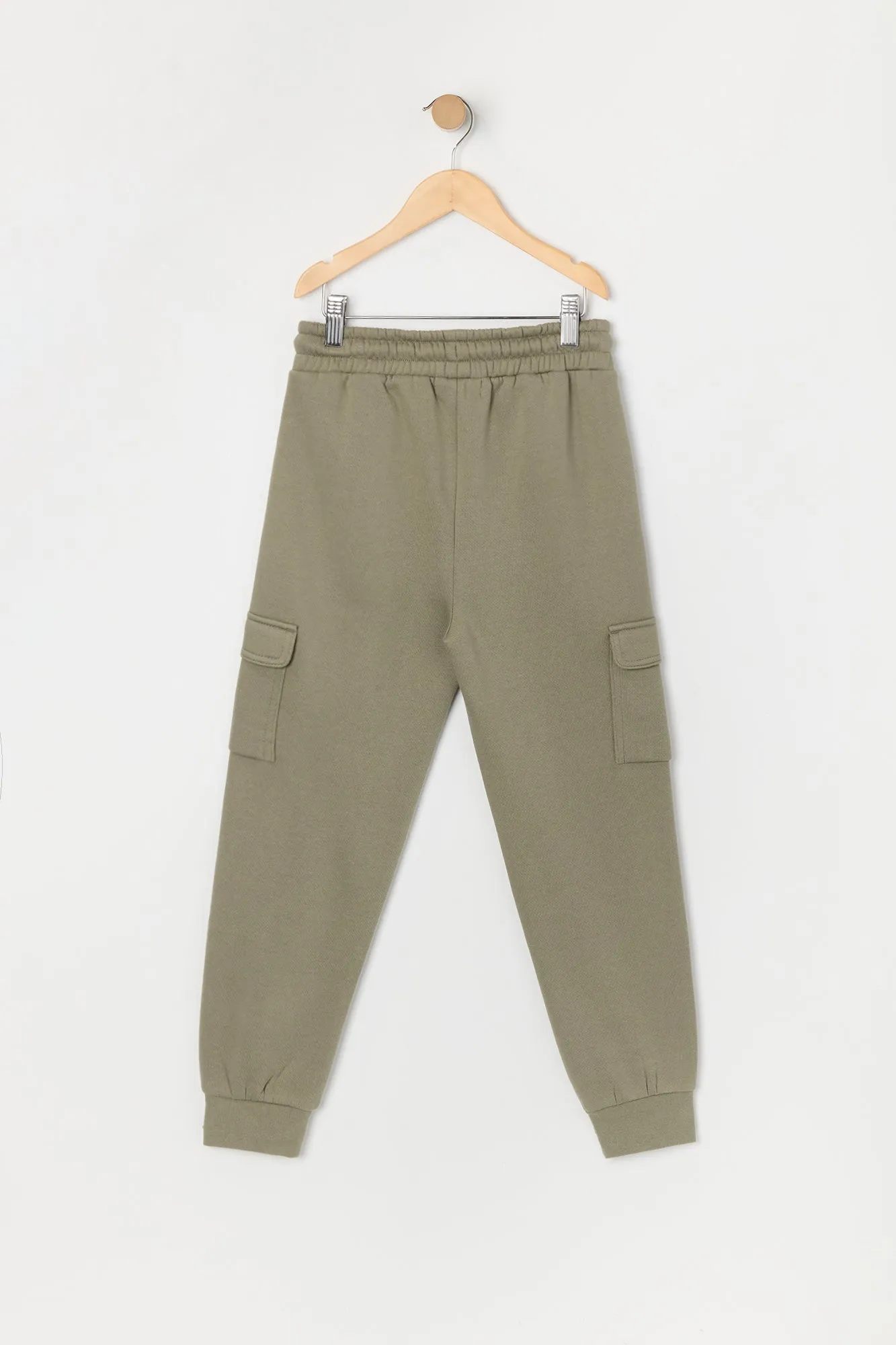 Boys Solid Fleece Cargo Jogger