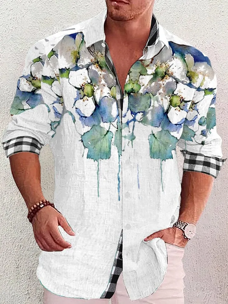 Casual Breathable Graphic Cotton Linen Shirt