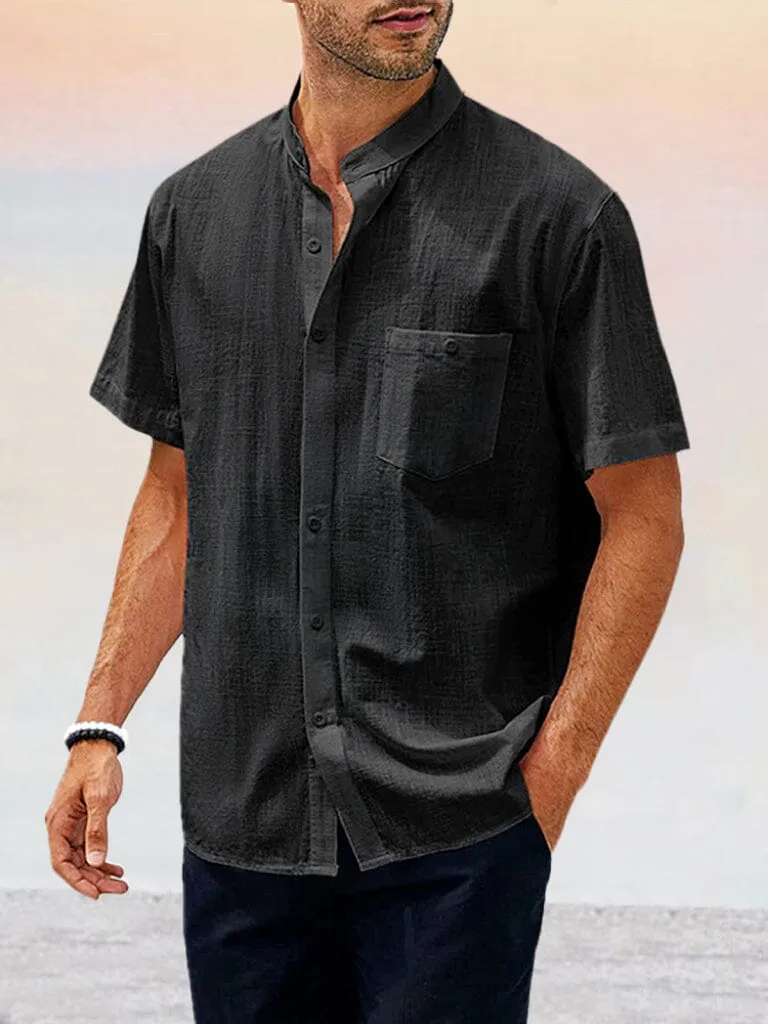 Casual Cotton Linen Pocket Shirt