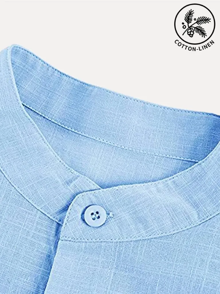 Casual Cotton Linen Pocket Shirt