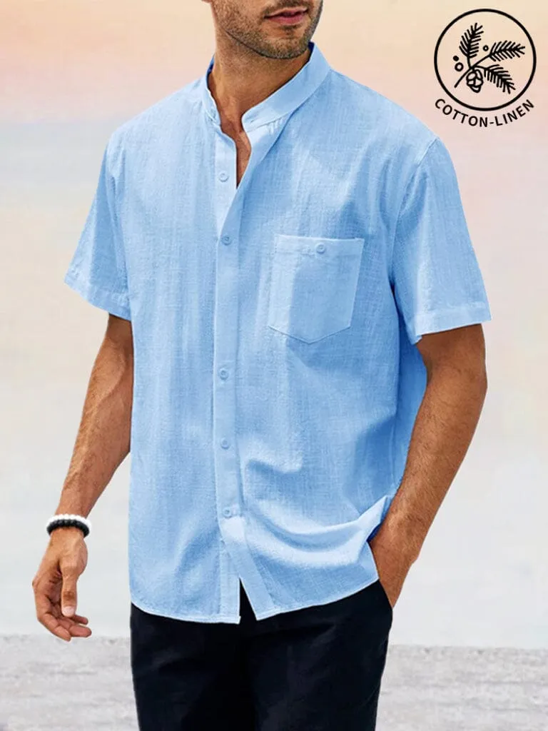 Casual Cotton Linen Pocket Shirt