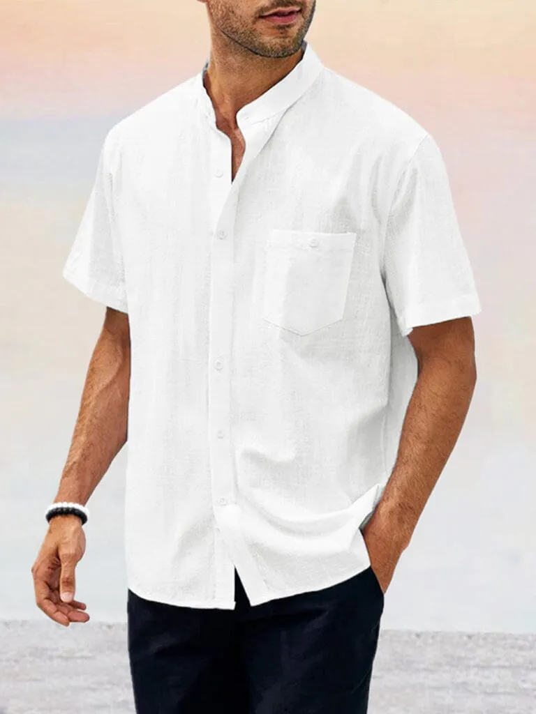 Casual Cotton Linen Pocket Shirt