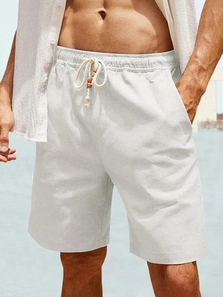 Casual Cotton Linen Solid Shorts