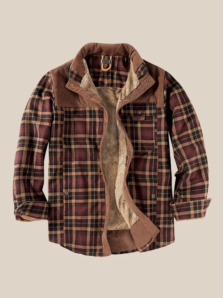 Casual Fleece Lined Plaid Jacket