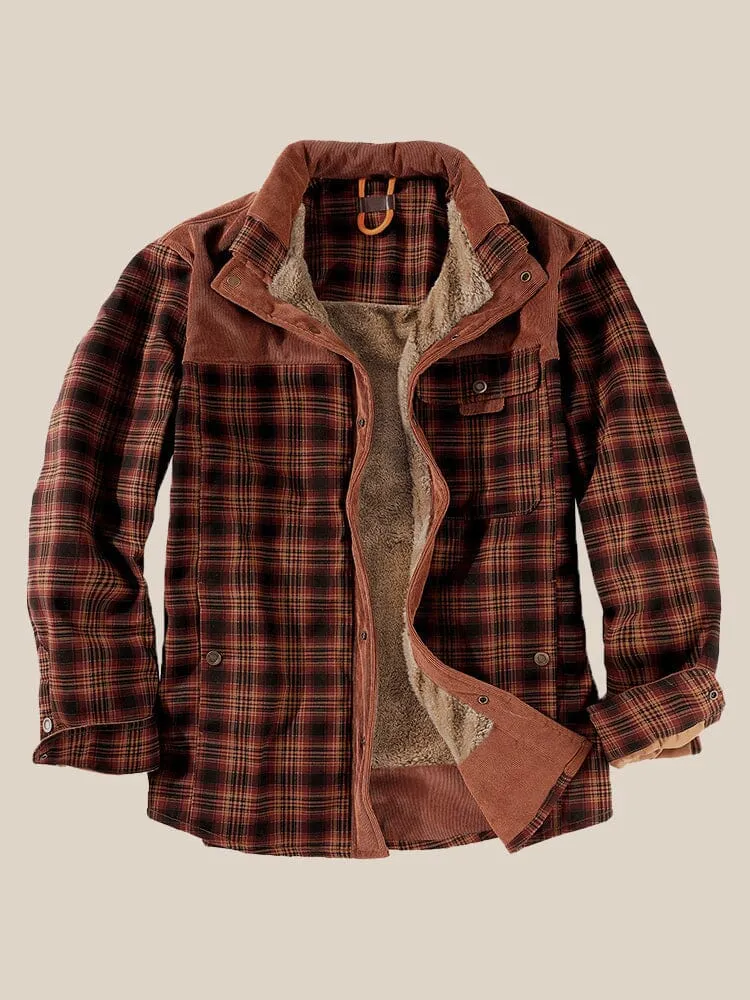 Casual Fleece Lined Plaid Jacket