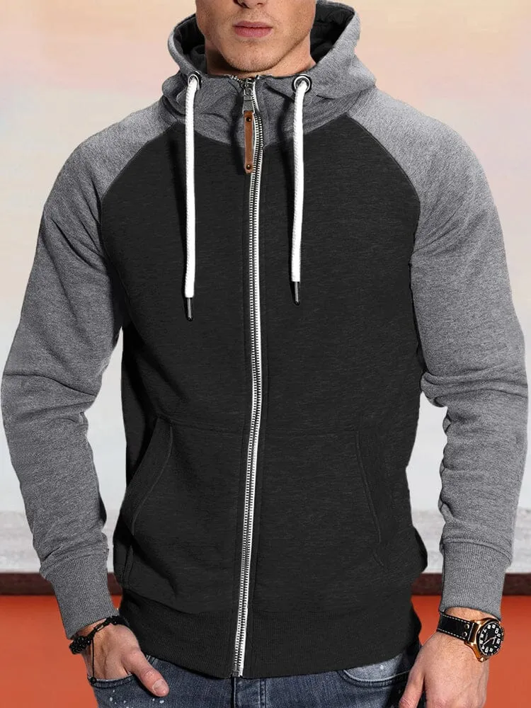 Casual Raglan Sleeve Hooded Jacket