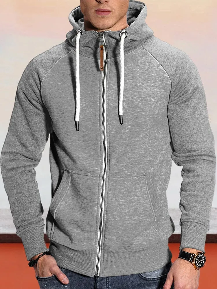 Casual Raglan Sleeve Hooded Jacket