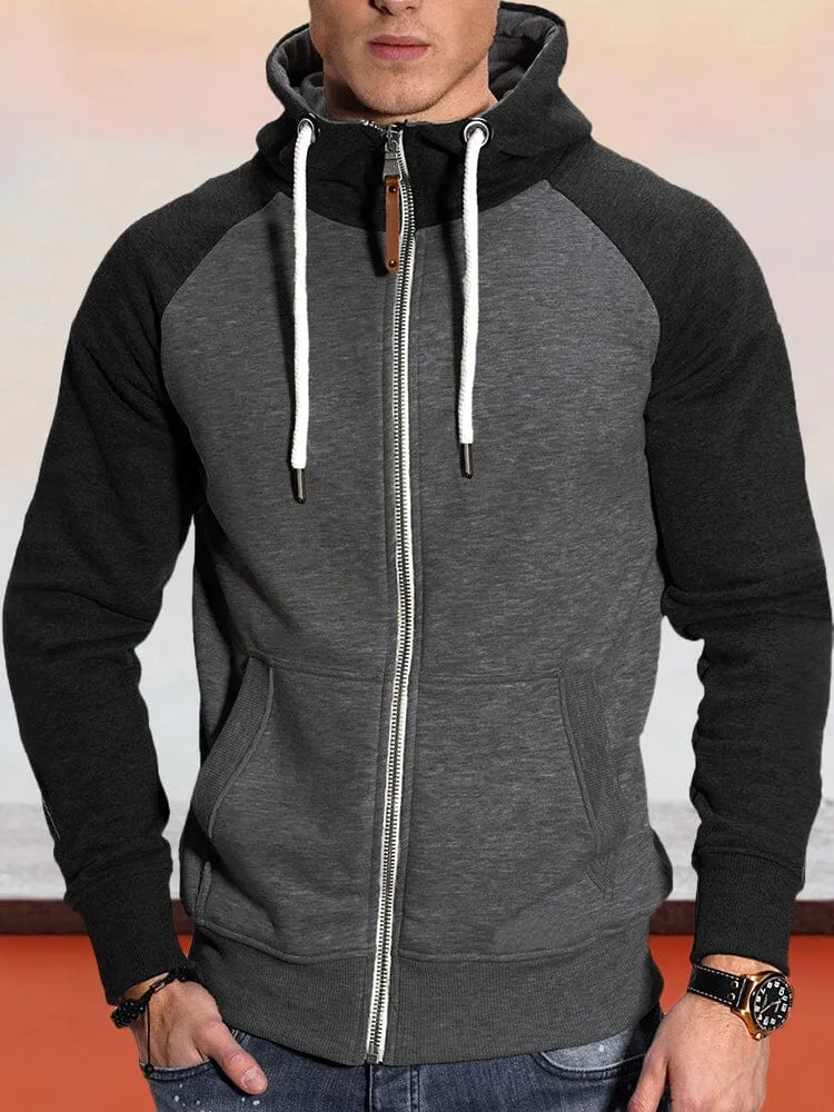 Casual Raglan Sleeve Hooded Jacket