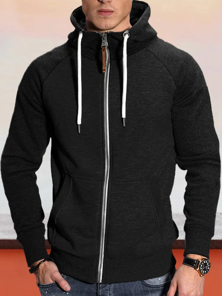 Casual Raglan Sleeve Hooded Jacket