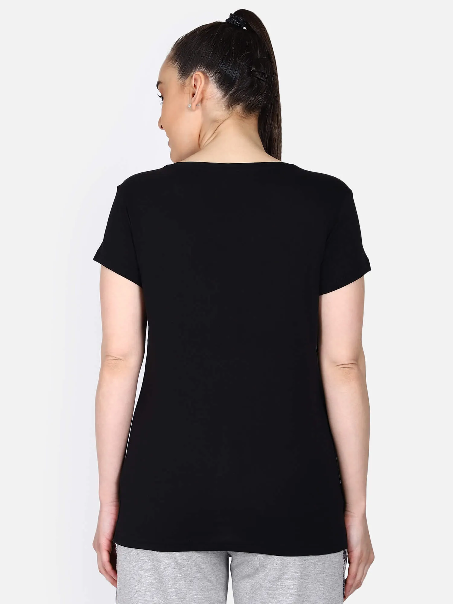 Cedar Women Cotton Black T-Shirt