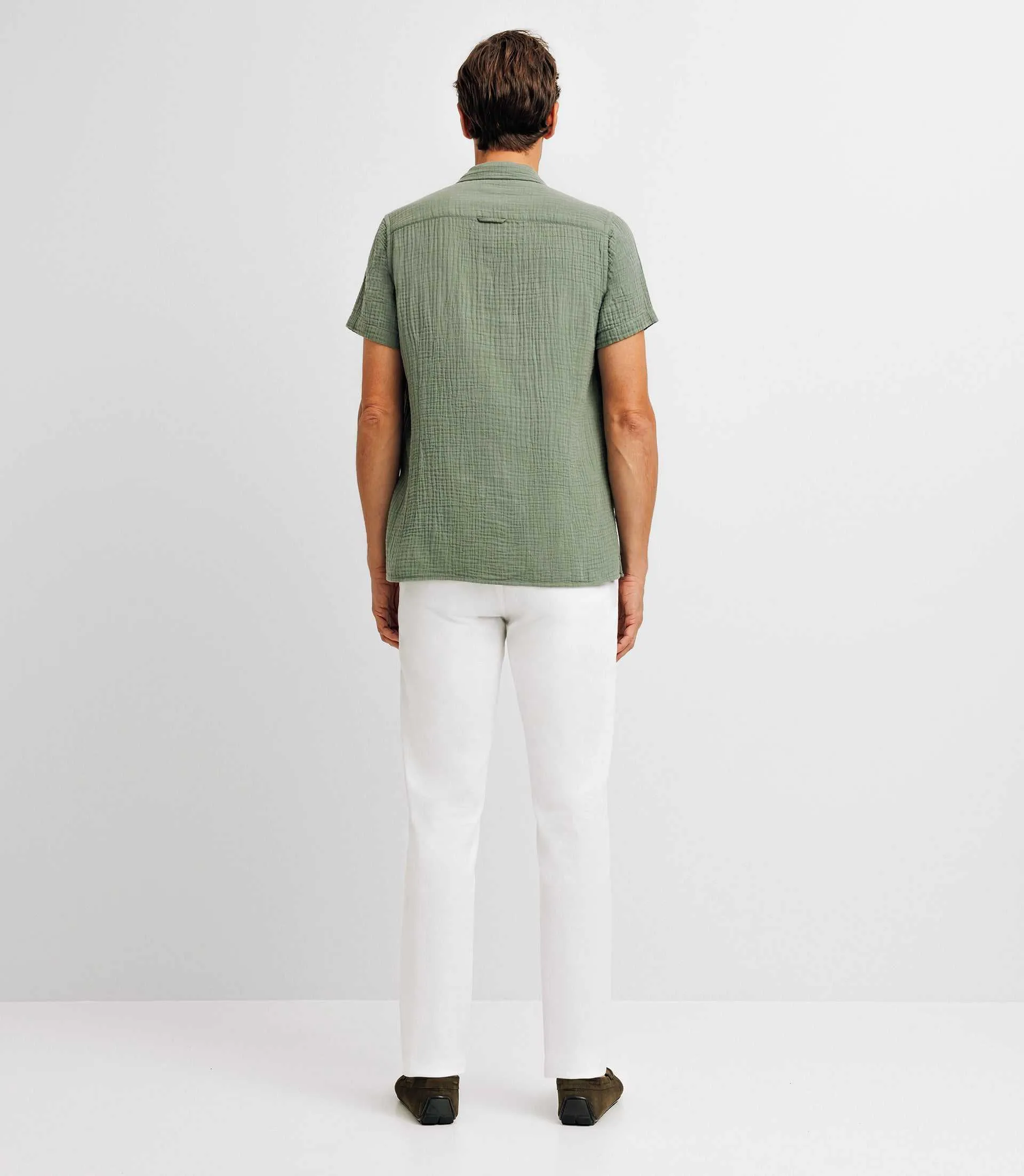 Chemise casual en coton verte