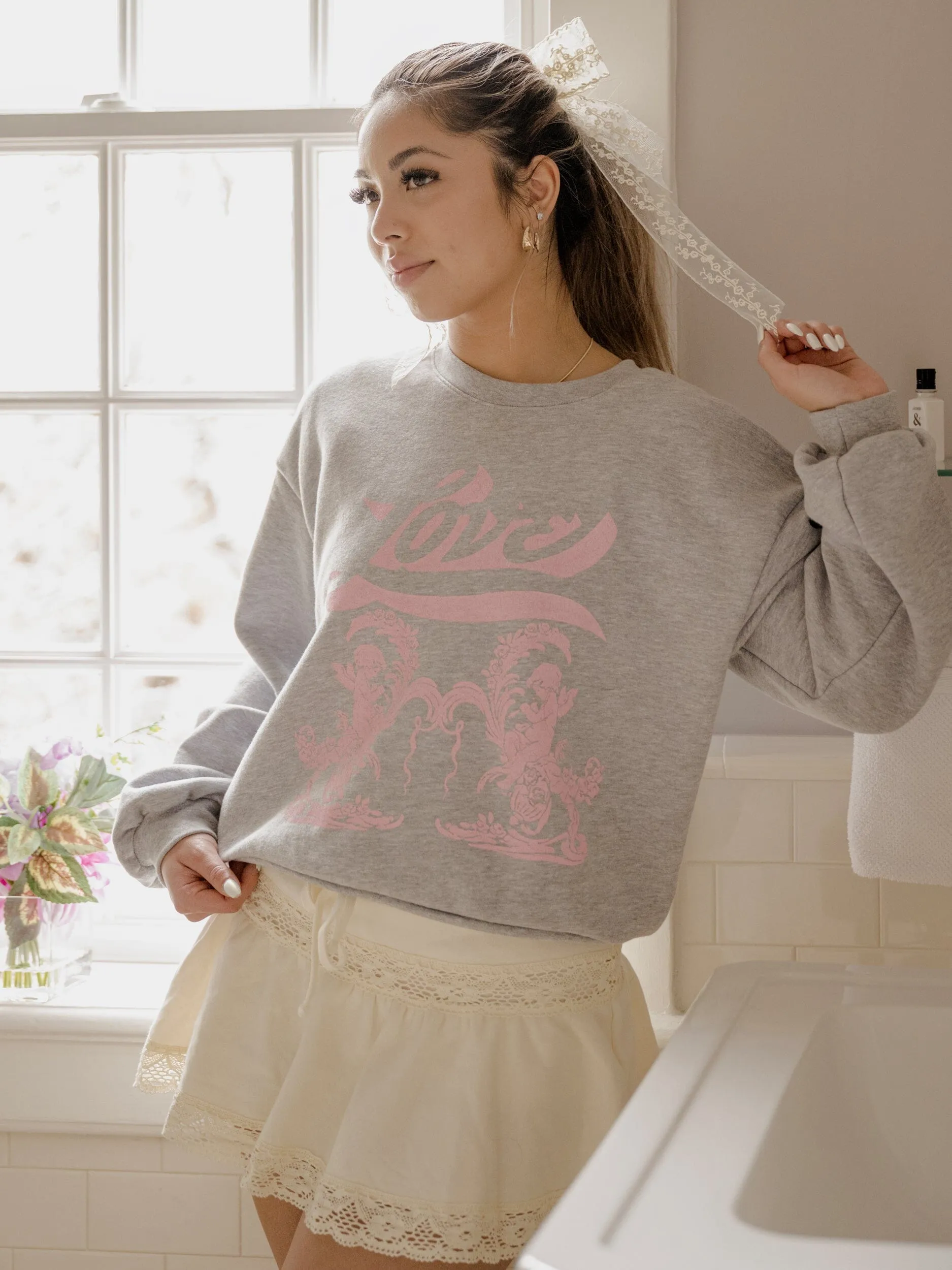 Cherub Gray Fleece Raglan Sweatshirt