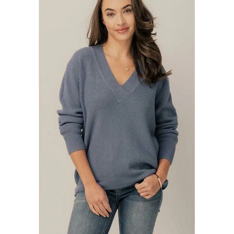 Chunky V-Neck Casual Sweater