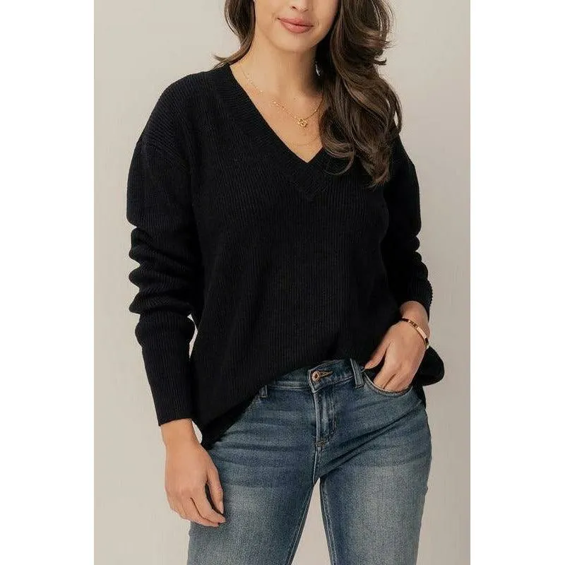 Chunky V-Neck Casual Sweater