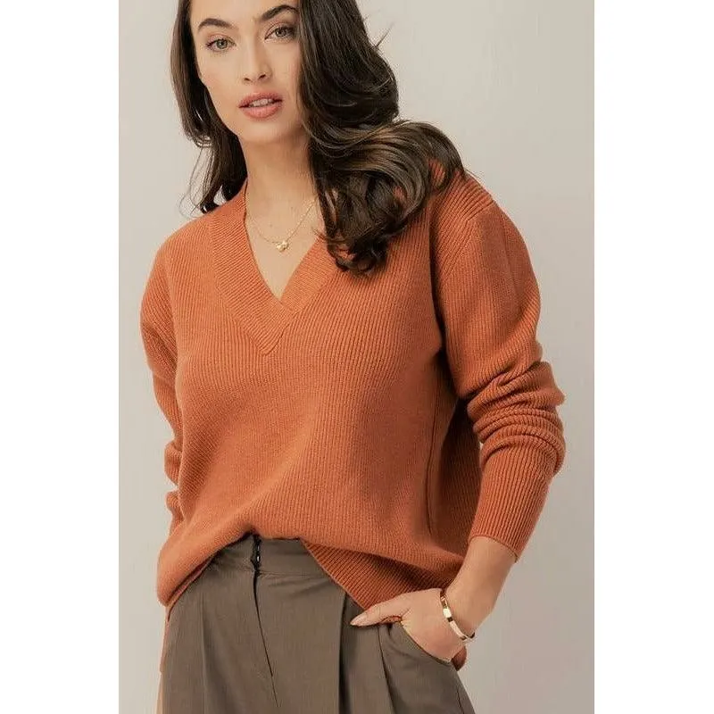 Chunky V-Neck Casual Sweater