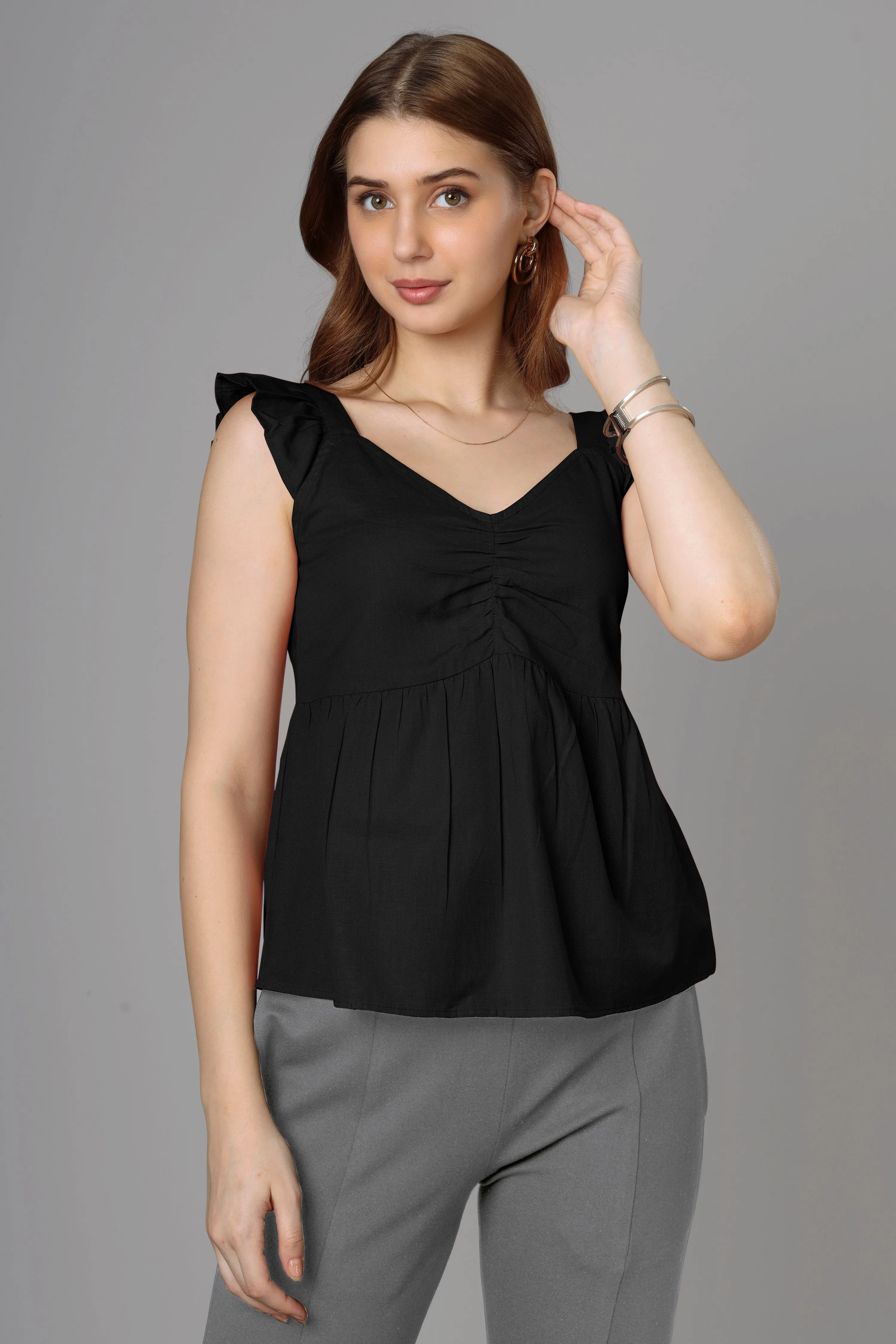 Elegant Classic Black Cotton Top for Women