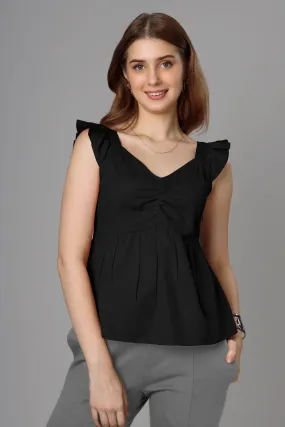 Elegant Classic Black Cotton Top for Women