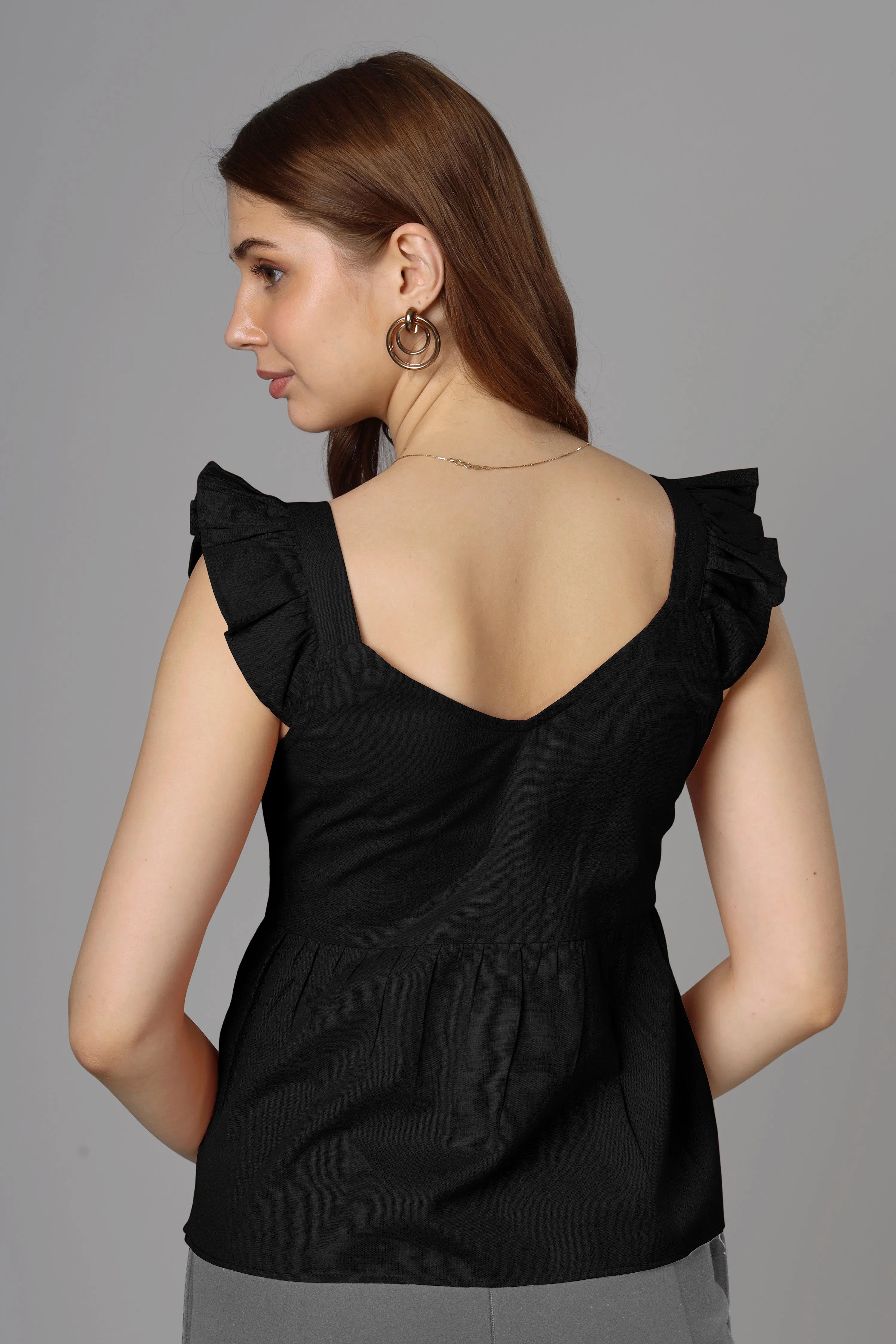 Elegant Classic Black Cotton Top for Women