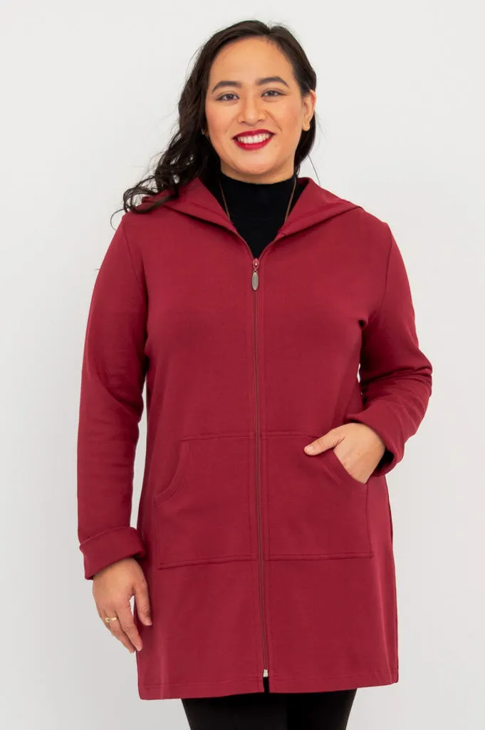 Cortes Jacket, Burgundy, Cotton