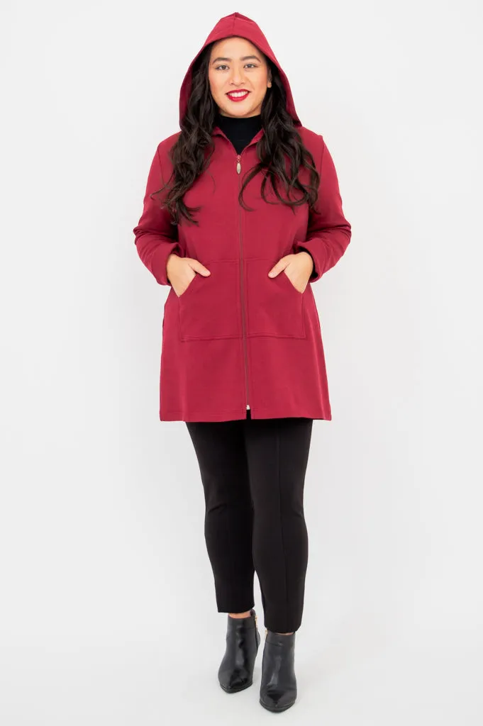 Cortes Jacket, Burgundy, Cotton