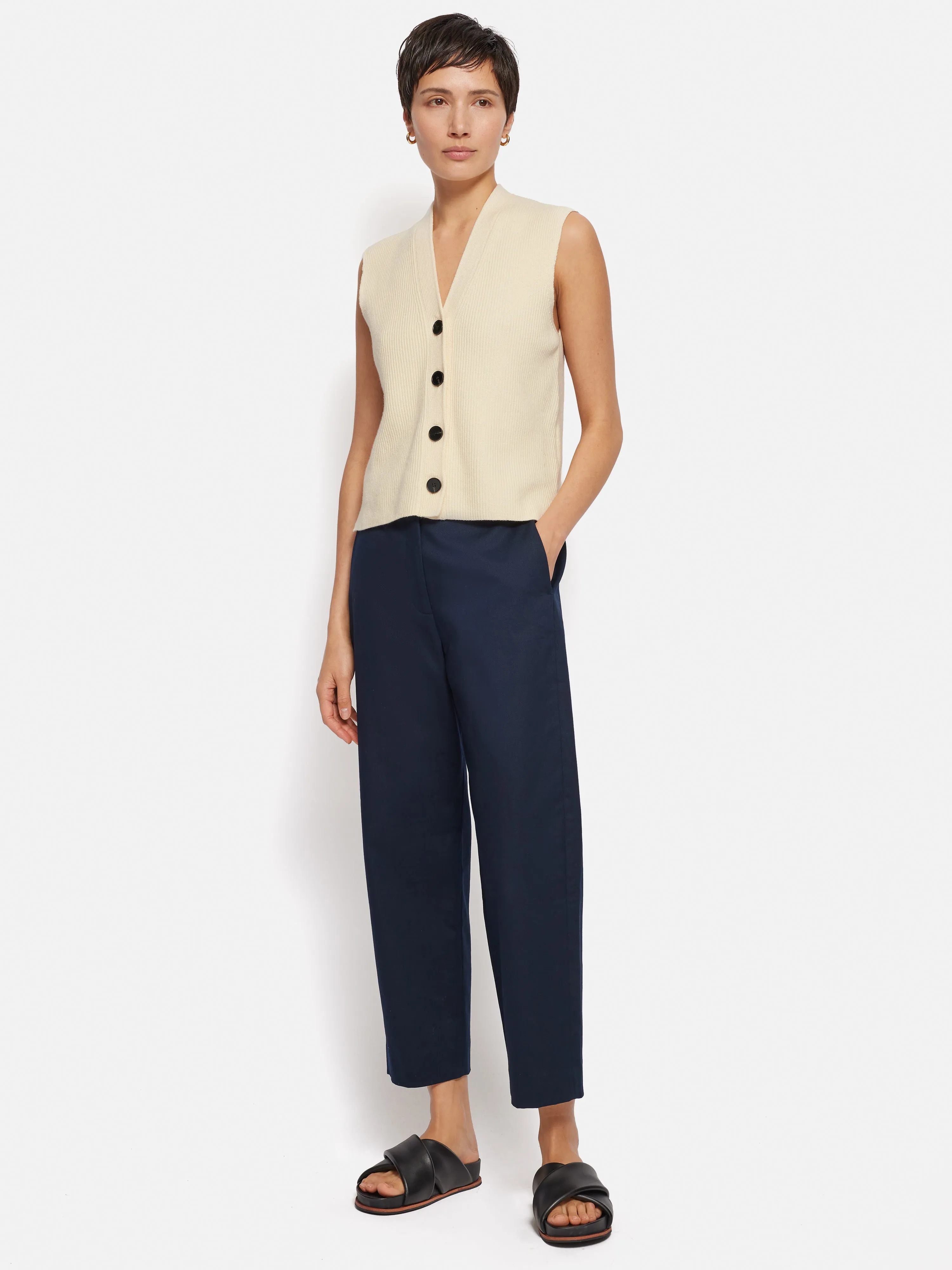 Cotton Blend Waistcoat | Ivory