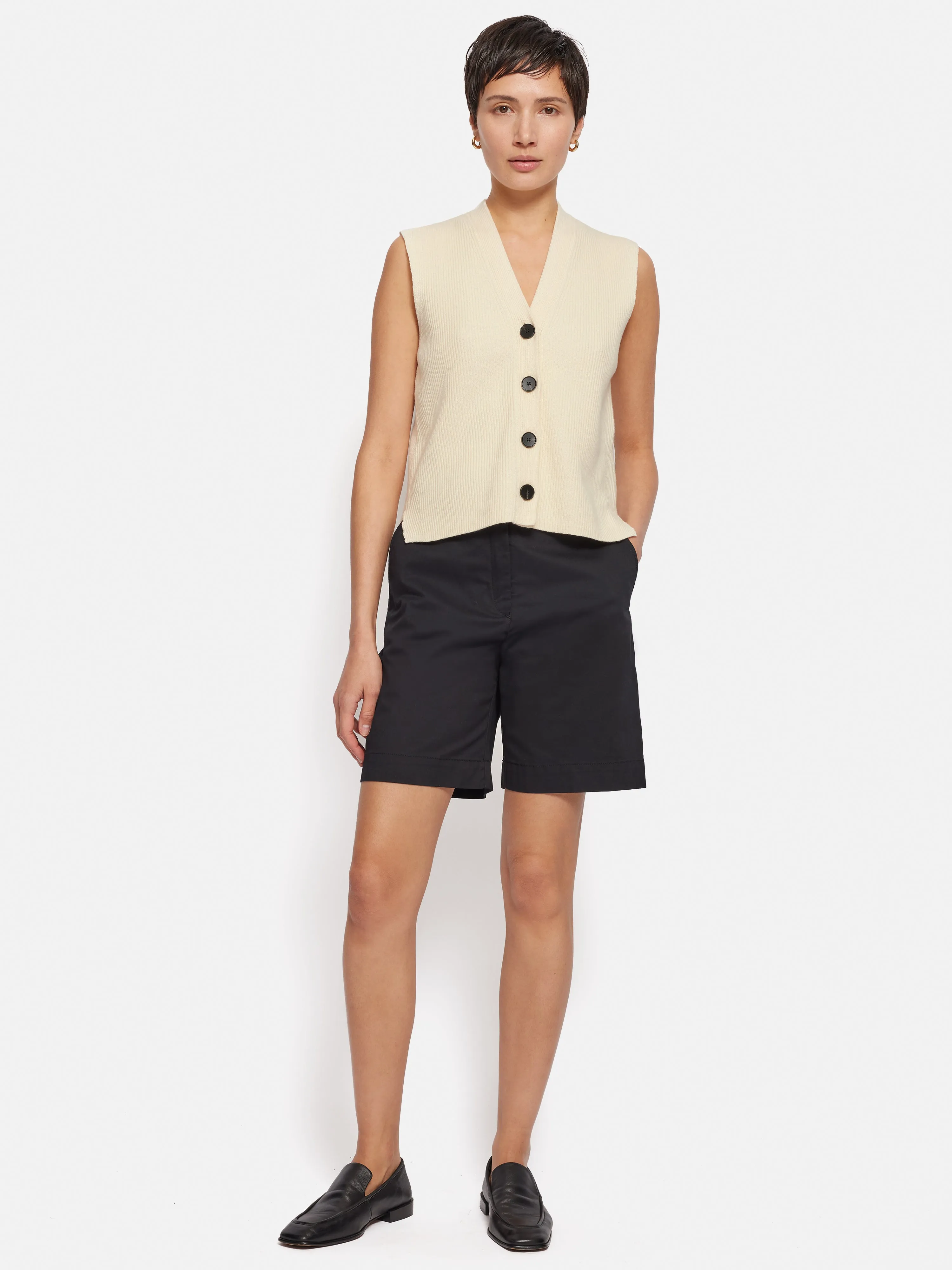 Cotton Blend Waistcoat | Ivory