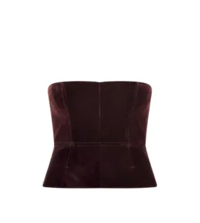 COTTON VELVET STRAPLESS CORSET