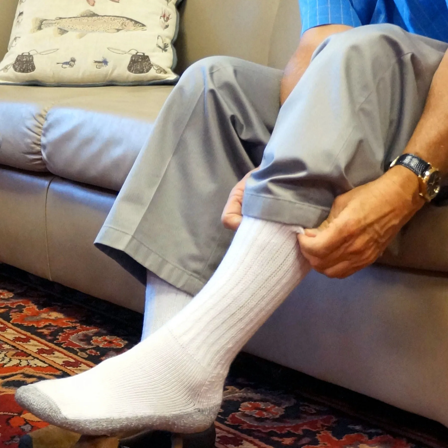 Cozy Diabetic Comfort Relax Fit Rigid Stripes Crew Socks