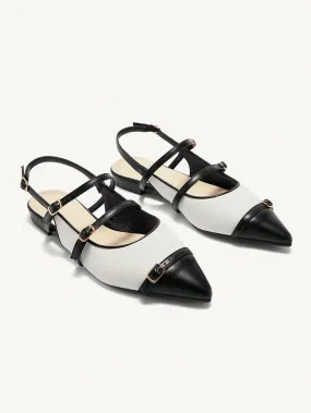 CUCCOO CHICEST Women's Pointed Toe French Style Color Block Flat Shoes With Elegant Design Elegant Flats