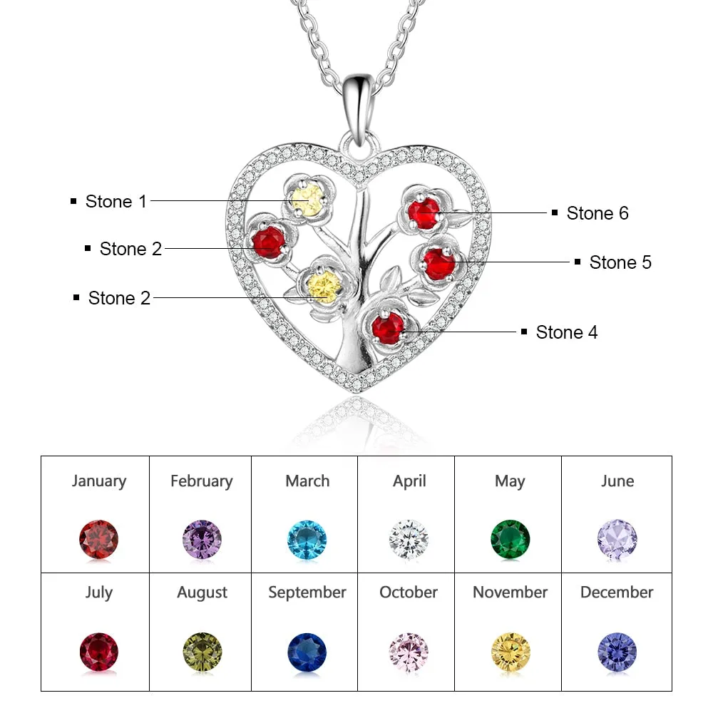 Customized 6 Birthstone Flower Necklace Elegant