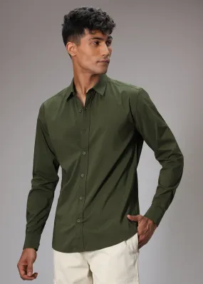 Stylish Dark Green Cotton Shirt