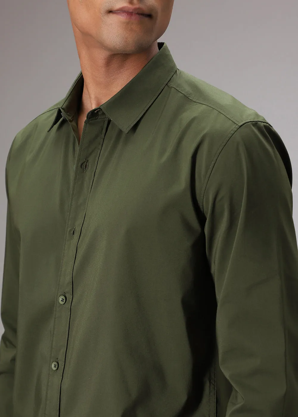 Stylish Dark Green Cotton Shirt