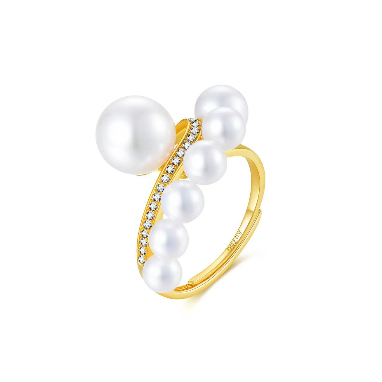 Elegant Freshwater Pearl 18K Solid Gold Ring KR00005