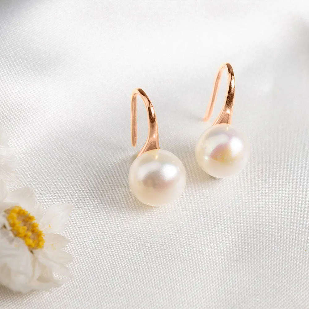 Elegant Freshwater Semi Round Pearl Earrings WE00441