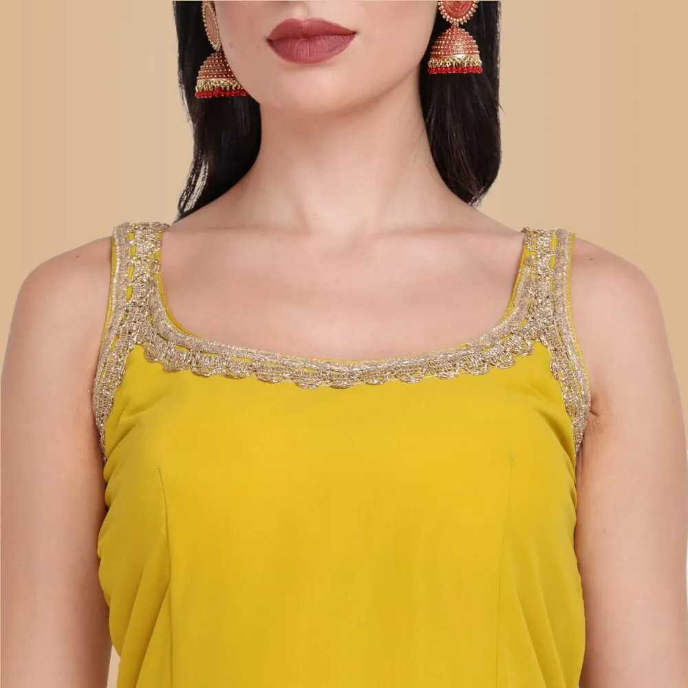 Elegant Garara Set with Gold Accent - Yellow