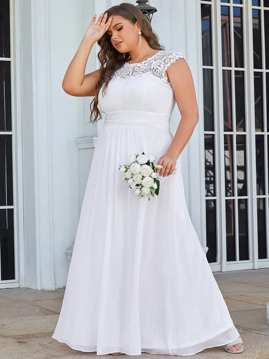 Elegant Maxi Long Lace Cap Sleeve Bridesmaid Dress