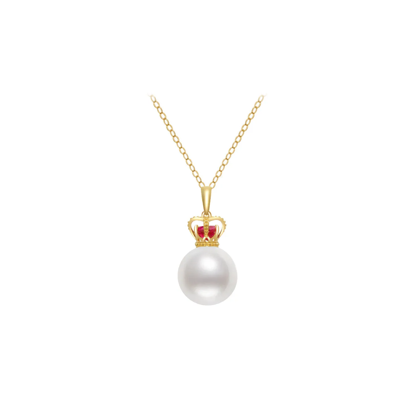 Elegant Queen 18K Solid Gold Pearl Necklace KN00006