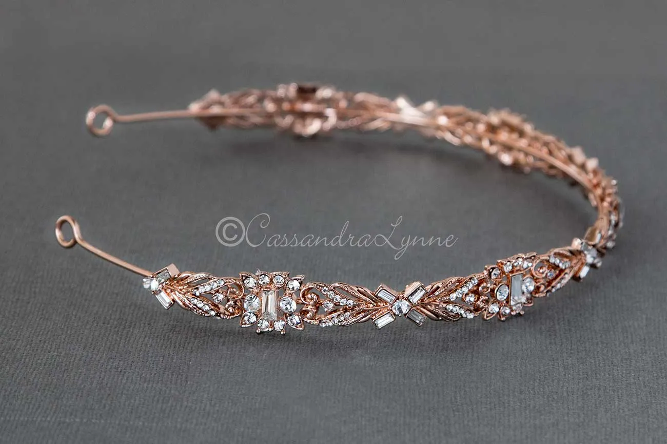 Elegant Rose Gold Wedding Headband