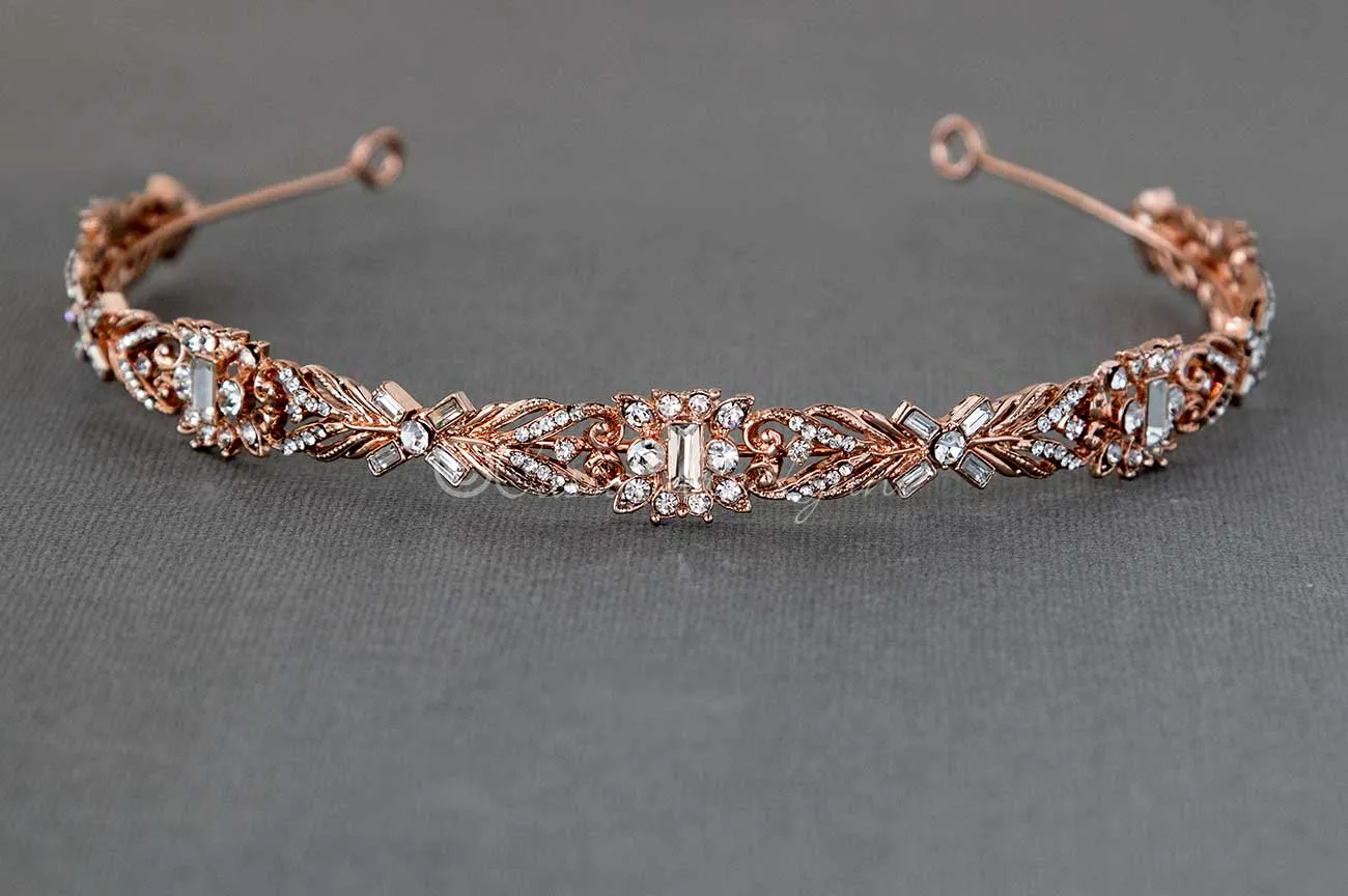 Elegant Rose Gold Wedding Headband